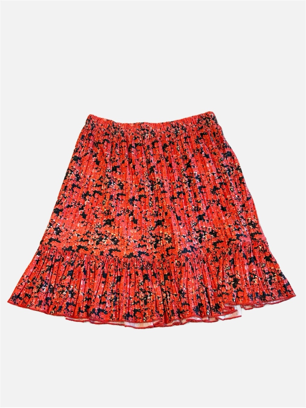 Zara Orange Floral Ruffle Pleated‎ Mini Skirt